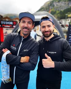 Christian Plesca with Fabian Cancellara at the Chasing Cancellara event.